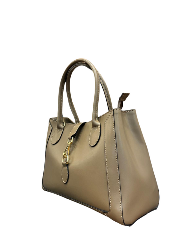 Bolso Shopping Estribo Piel Taupe