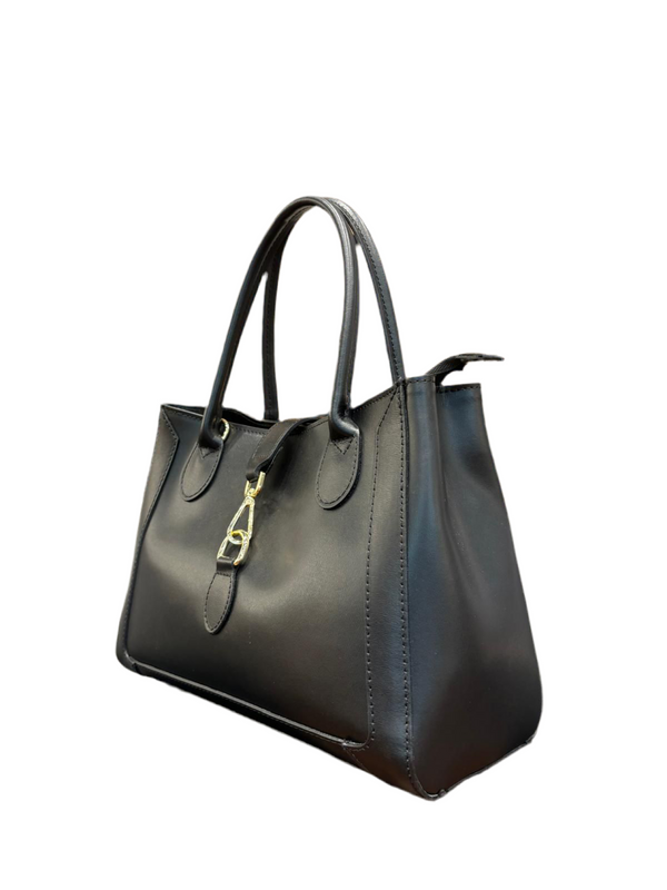 Bolso Shopping Estribo Piel Negro