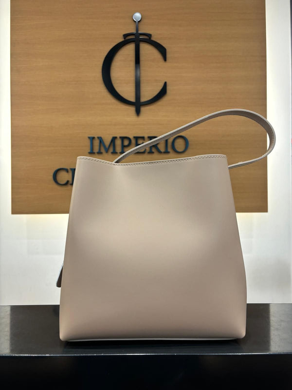 Bolso Shopping Cubo Piel Taupe