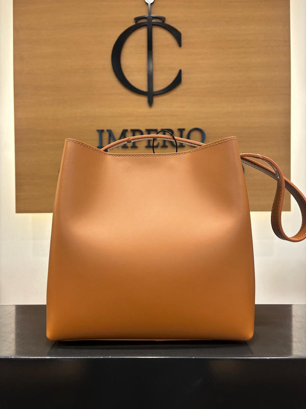 Bolso Shopping Cubo Piel Camel