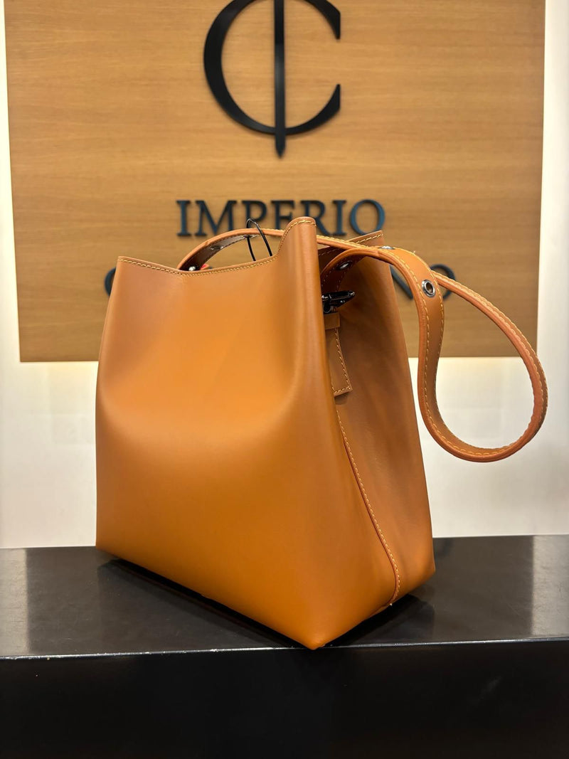 Bolso Shopping Cubo Piel Camel