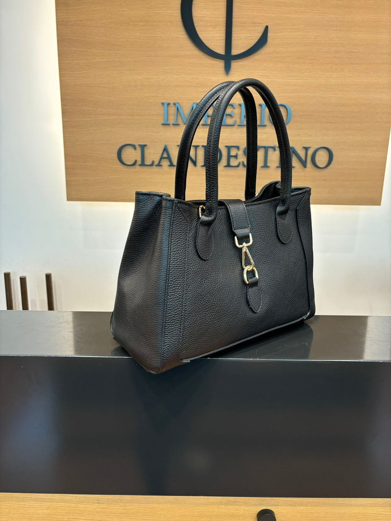 Bolso Shopping Estribo Piel Negro