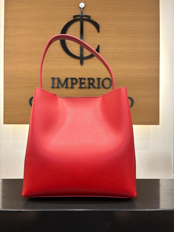 Bolso Shopping Cubo Piel Rojo