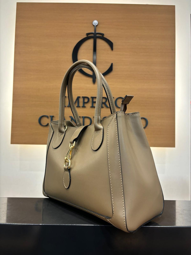 Bolso Shopping Estribo Piel Taupe