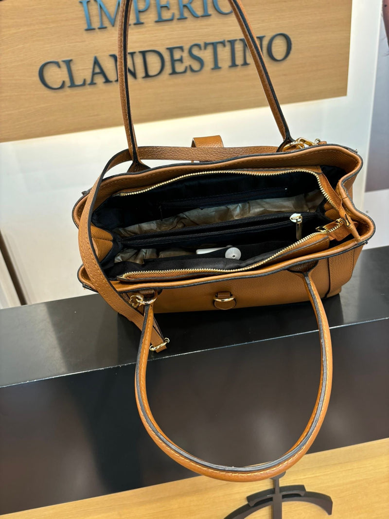 Bolso Shopping Estribo Piel Camel